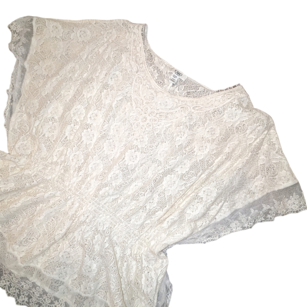 NWOT Plus Size Cato Boho Lace Tunic Blouse Caftan - Picture 2 of 5
